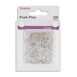 Staples - Push Pins, 100/Pack - Clear