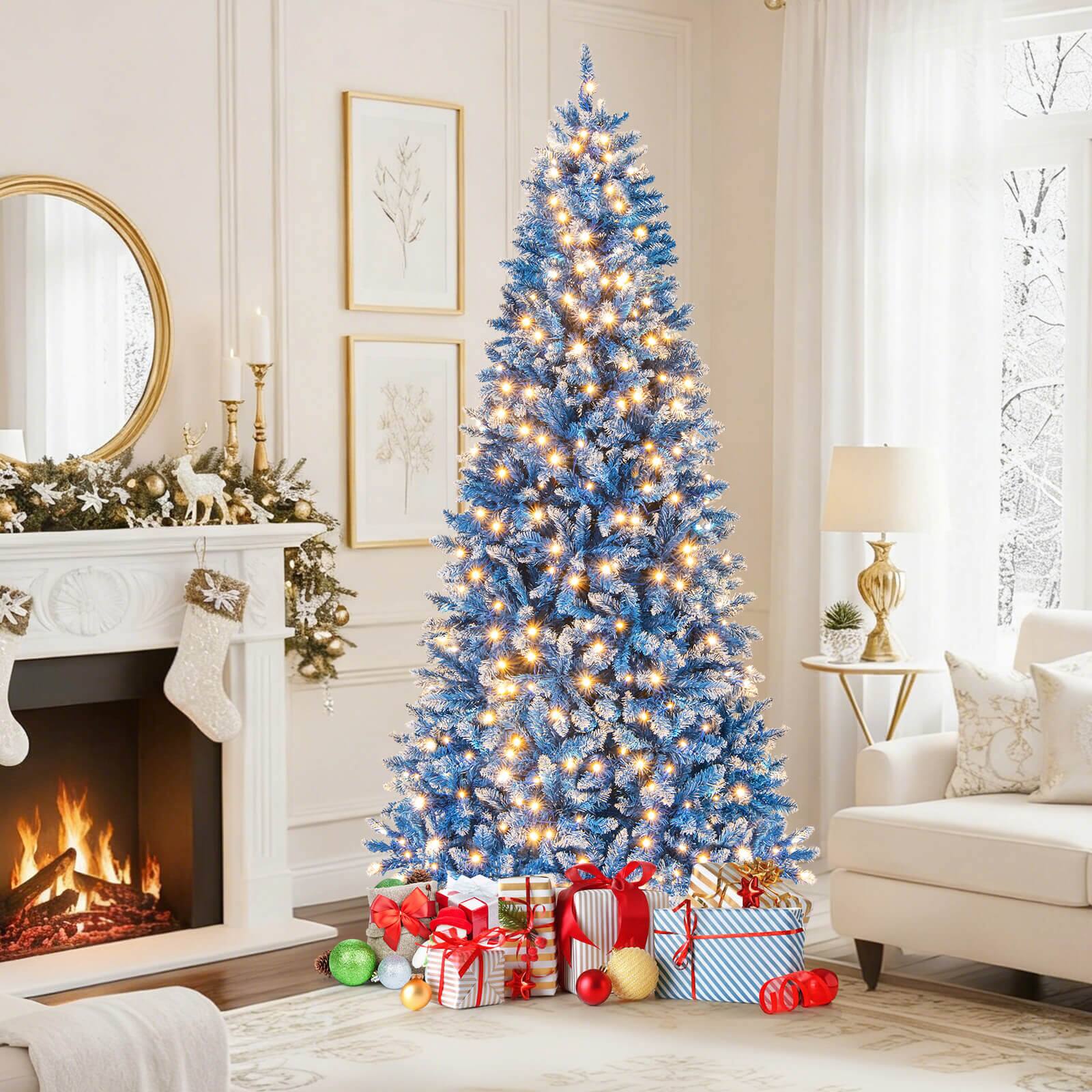 Alt View 5. Costway - Costway 7 FT Artificial Christmas Tree, with 270/340/420/520 Warm White LED Lights 8 Lighting Modes - Blue.