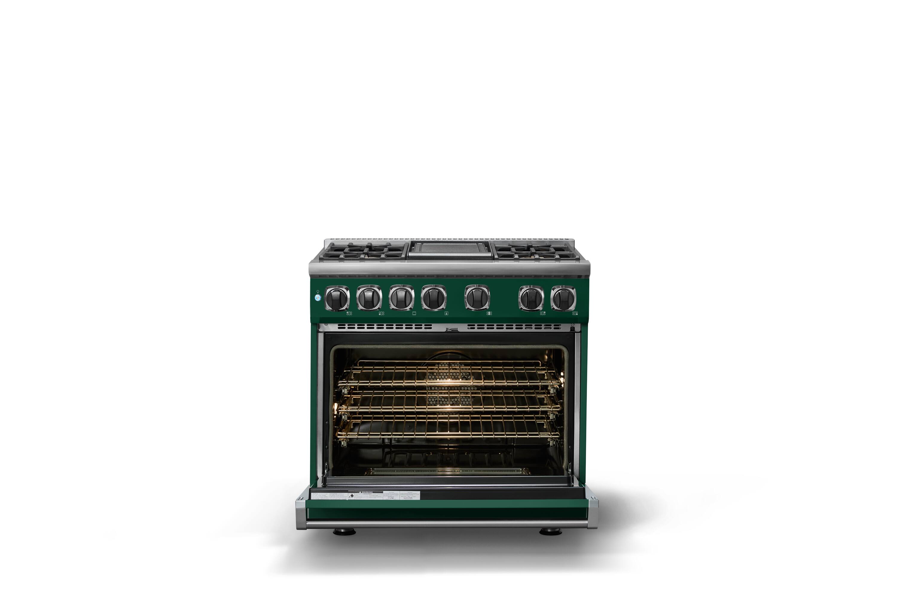 Alt View 2. Viking - 36 in. Wide 4 Burner Dual Fuel Sealed Burner Range with Griddle-LP - Ivy.
