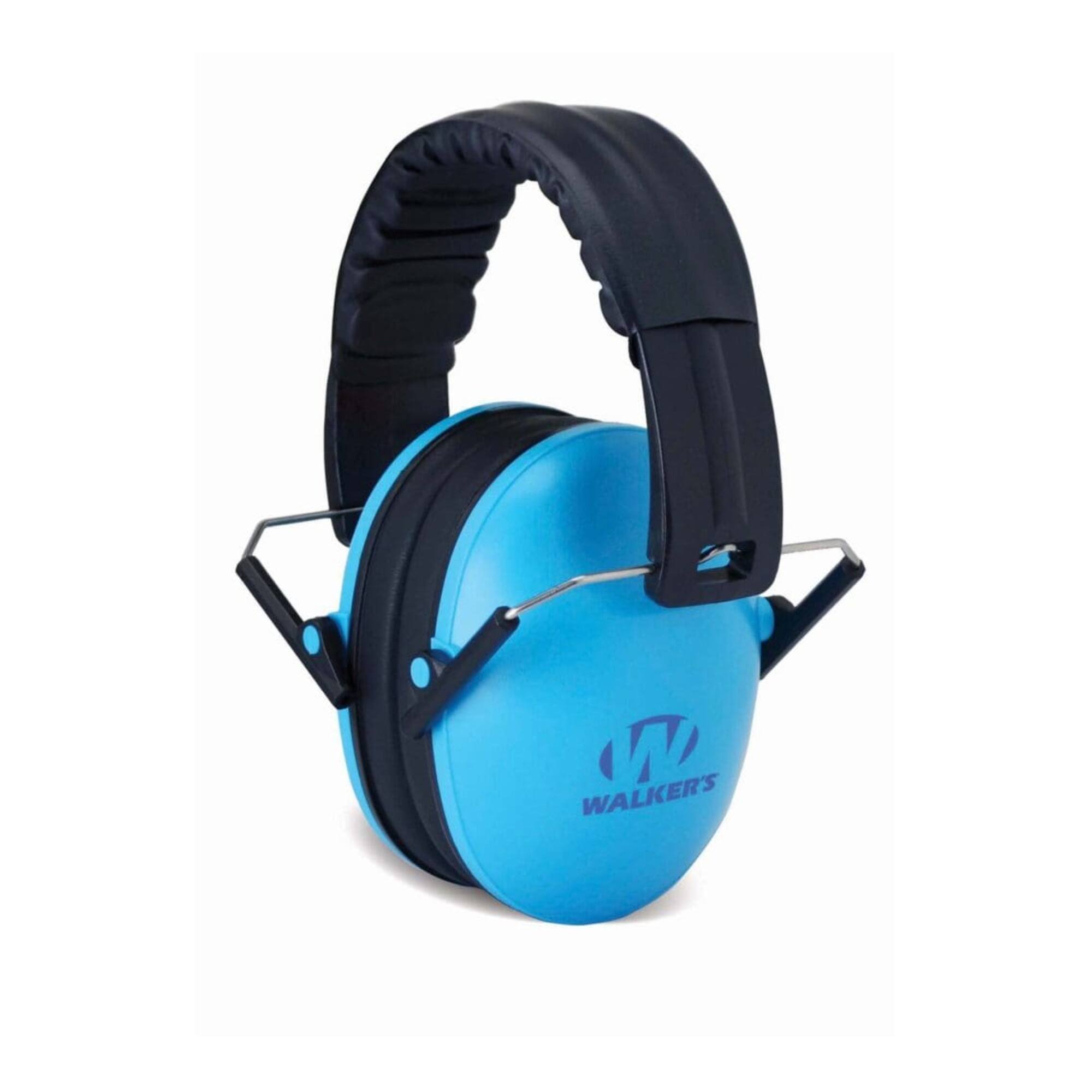 Front. Walker’s - Walkers Kids Folding Muffs Ultra-Light Hearing Protection with Soft Foam Pads - Black/Blue.