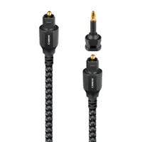 AudioQuest - Carbon Optical 4.9' Digital  Toslink Fiber-Optic Cable + Mini-Adaptor with Toslink to Toslink Connectors - Gray on Black - Front_Zoom
