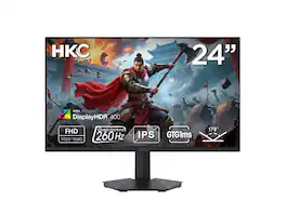 HKC - G24H3D 23.8" 260Hz FHD IPS Gaming Monitor, 1ms MPRT, HDR400, HDMI 2.0/DP 1.4, Adjustable, Black