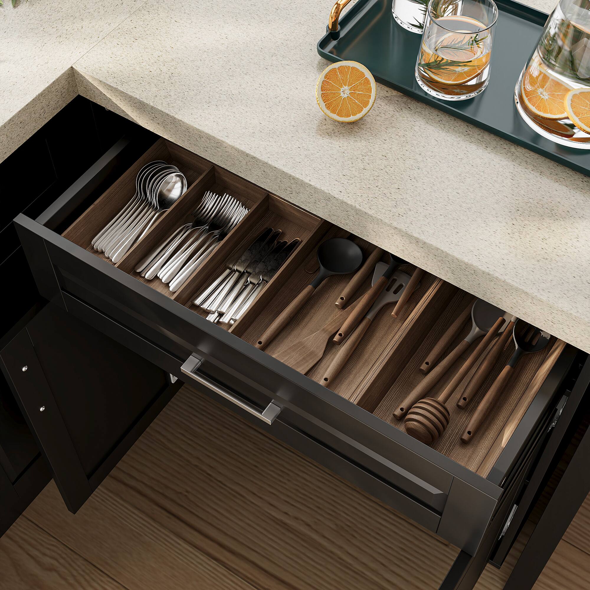 Alt View 6. FUFU&GAGA - FUFU&GAGA L - Shaped Sideboards Kitchen Storage Cabinet Space - Saving Organization Pantry Cabinet - Black.