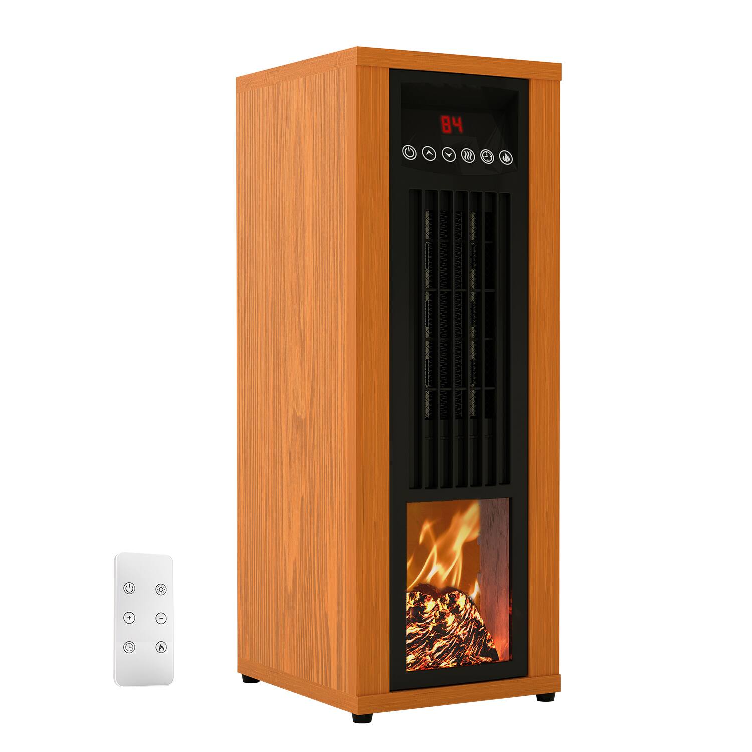 Front. TMWINGS - Infrared Heater, 1500W Electric Space Heater with Remote Control & 12H Timer, 3D Flame, Overheat Shutoff.