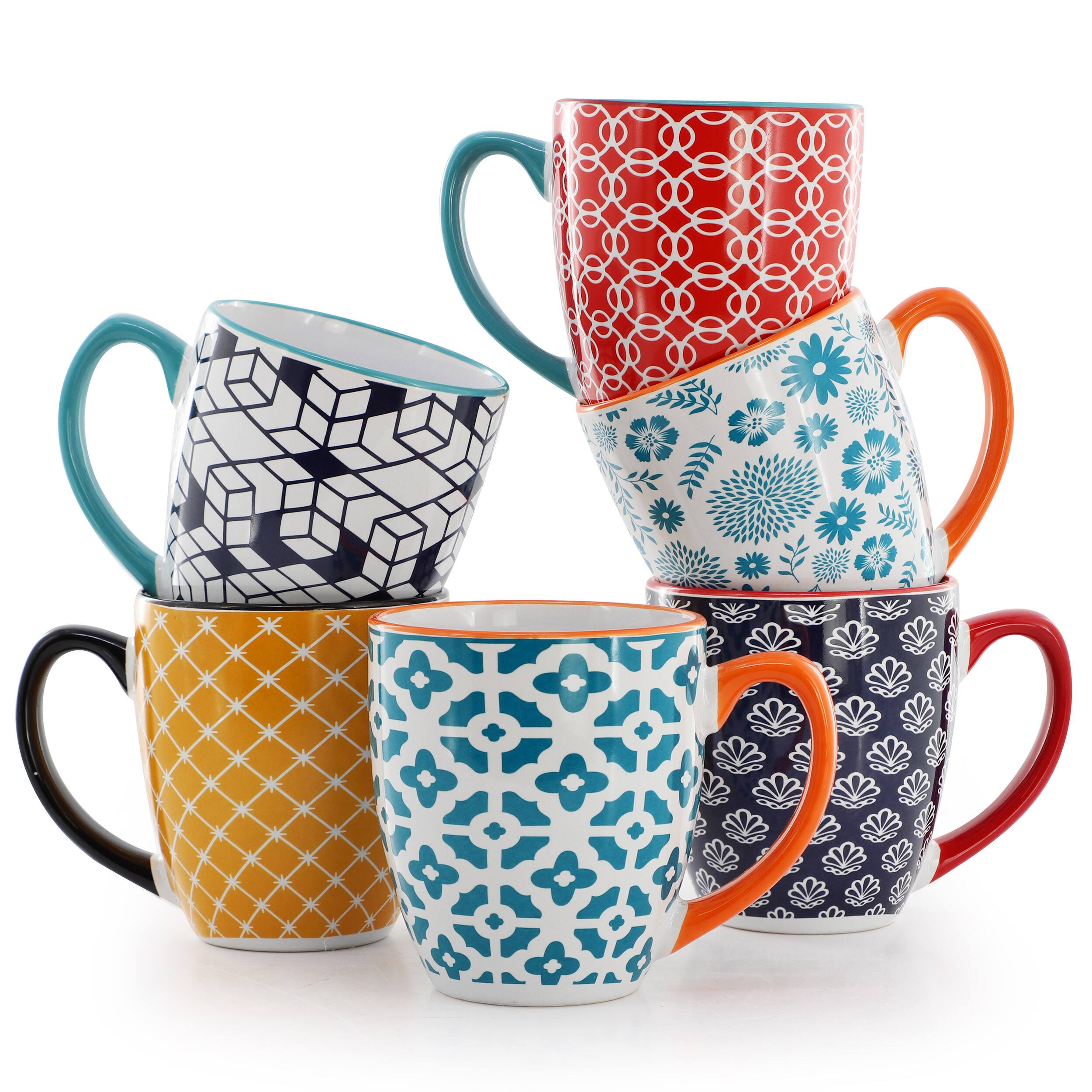 Alt View 7. Elama - Elama Rory 6 Piece 16 Ounce Assorted Design Stoneware Mug Set in Assorted Colors - Assorted.