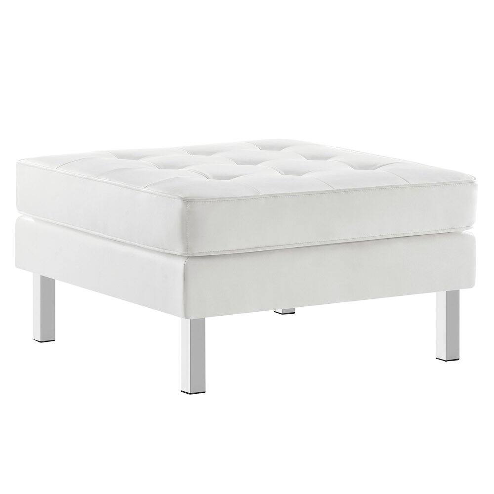 Front. Modway - Loft Tufted Vegan Leather Ottoman - White.