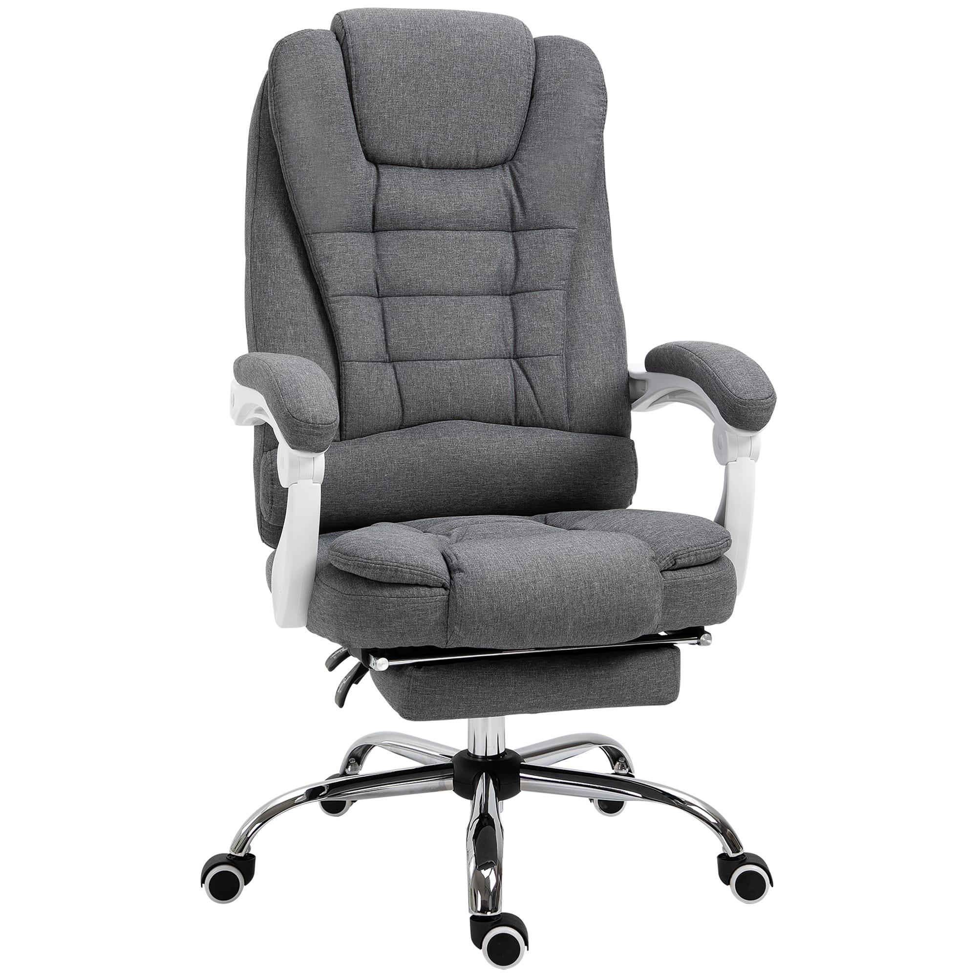 Vinsetto - High-Back Executive Office Chair with Footrest, Linen-Fabric Computer Chair with Padded Armrests - Dark Gray