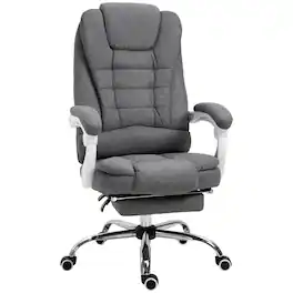 Vinsetto - High-Back Executive Office Chair with Footrest, Linen-Fabric Computer Chair with Padded Armrests - Dark Gray