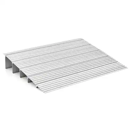 Front. Gymax - Gymax 5'' Door Threshold Ramp Aluminum Adjustable Rise Entry Ramp for Wheelchair - Silver.