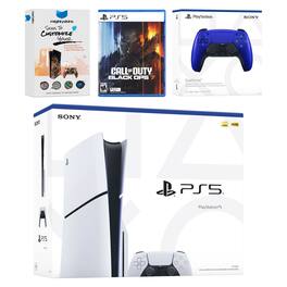 PlayStation 5 Slim Disc Bundle with Call of Duty Black Ops 7 Game, MightySkins Code and Extra Controller - Cobalt - PlayStation 5