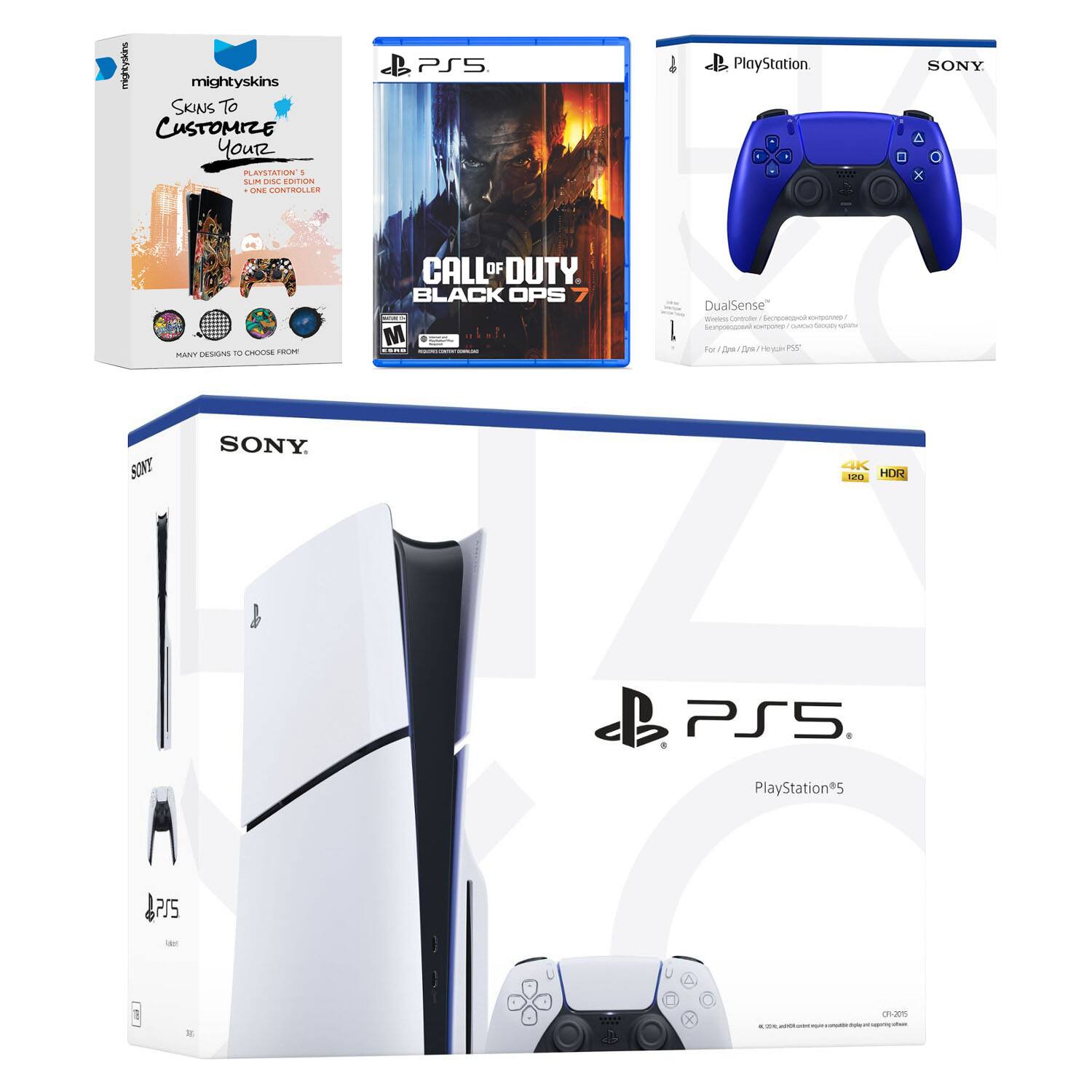 mighty skins  
Skins to Customize Your  
AISTATION I.2 Edition  
One Controller  

CALL OF DUTY BLACK OPS  
MANY DESIGNS TO CHOOSE FROM  

SONY  
DualSense  
Wireless Controller  

PlayStation 5  
4K to HDR  
PS5  
PlayStation 5