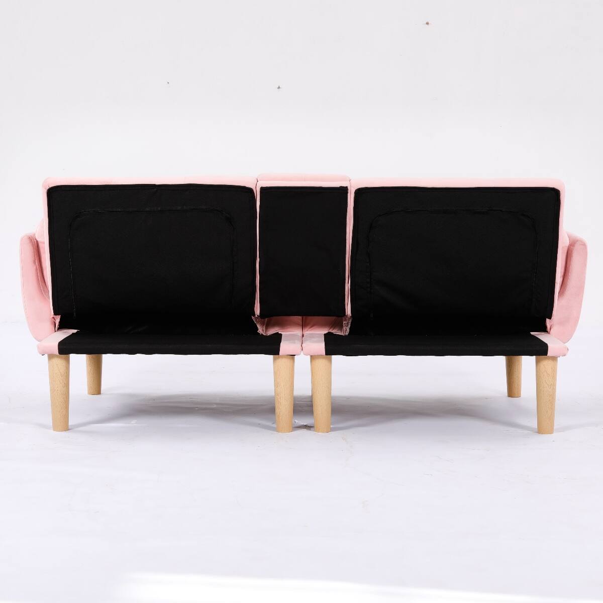 Alt View 9. Ropilly - Ropilly Pink Velvet Loveseat Foldable Sofa, 72 Inch Upholstered Couch for Small Living Room Apartment - Pink.