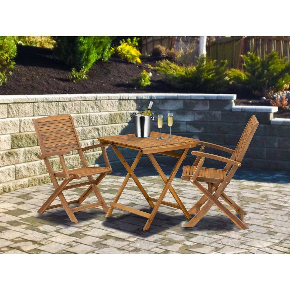 Alt View 3. East West Furniture - 3 Piece Patio Bistro Set Contains a Square Acacia Coffee Table - Brown.