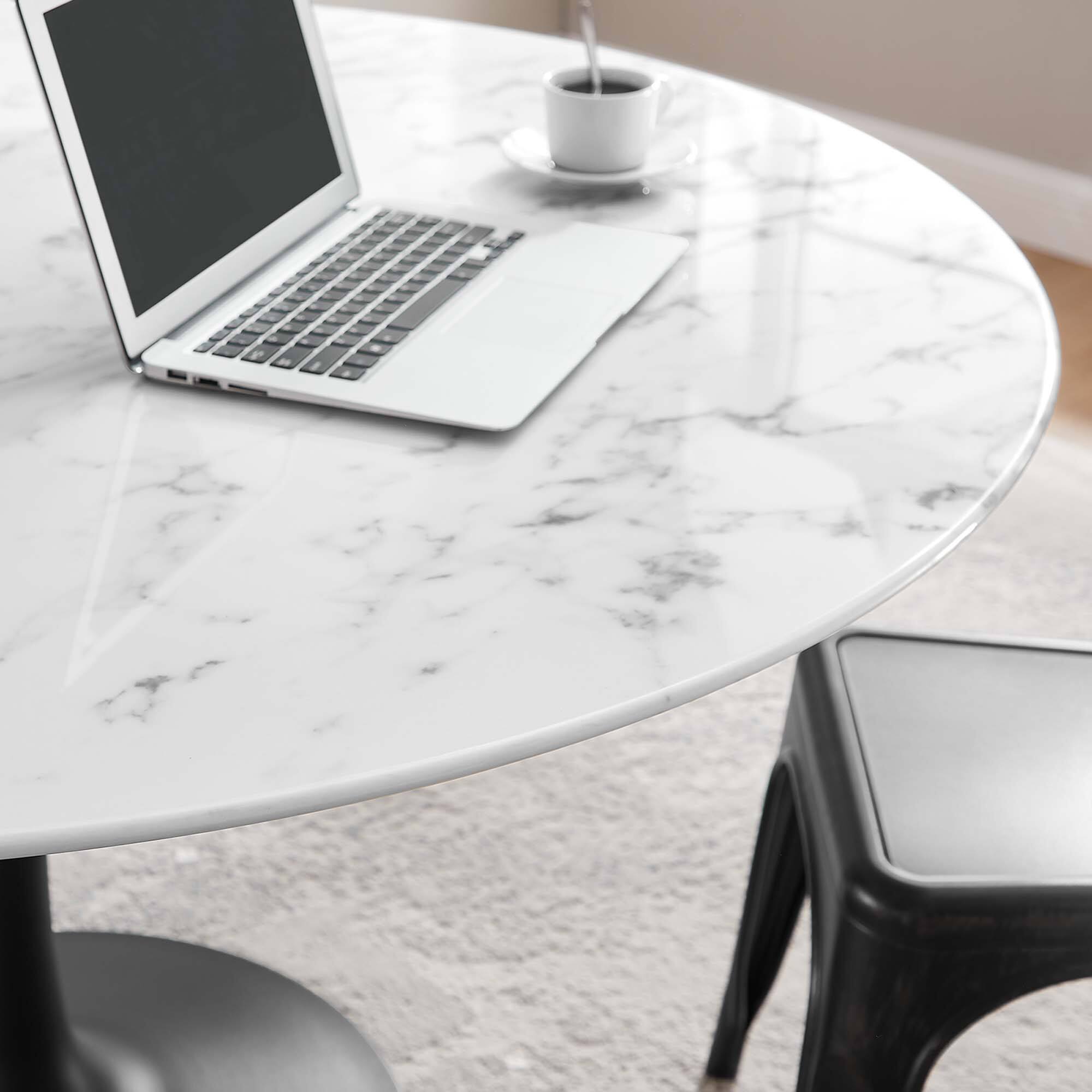 Alt View 3. Modway - Lippa 54" Round Faux Marble Dining Table by Modway - Black White.