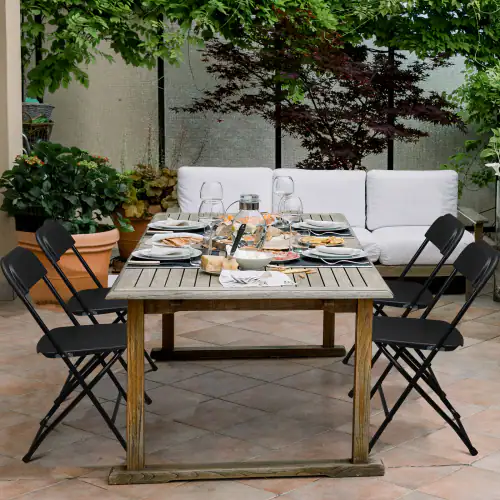 Alt View 9. Winado - 10PCS Portable Plastic Folding Chairs, Stackable Seat with Steel Frame for Indoor Outdoor Wedding Party Picnic Dining - Black.