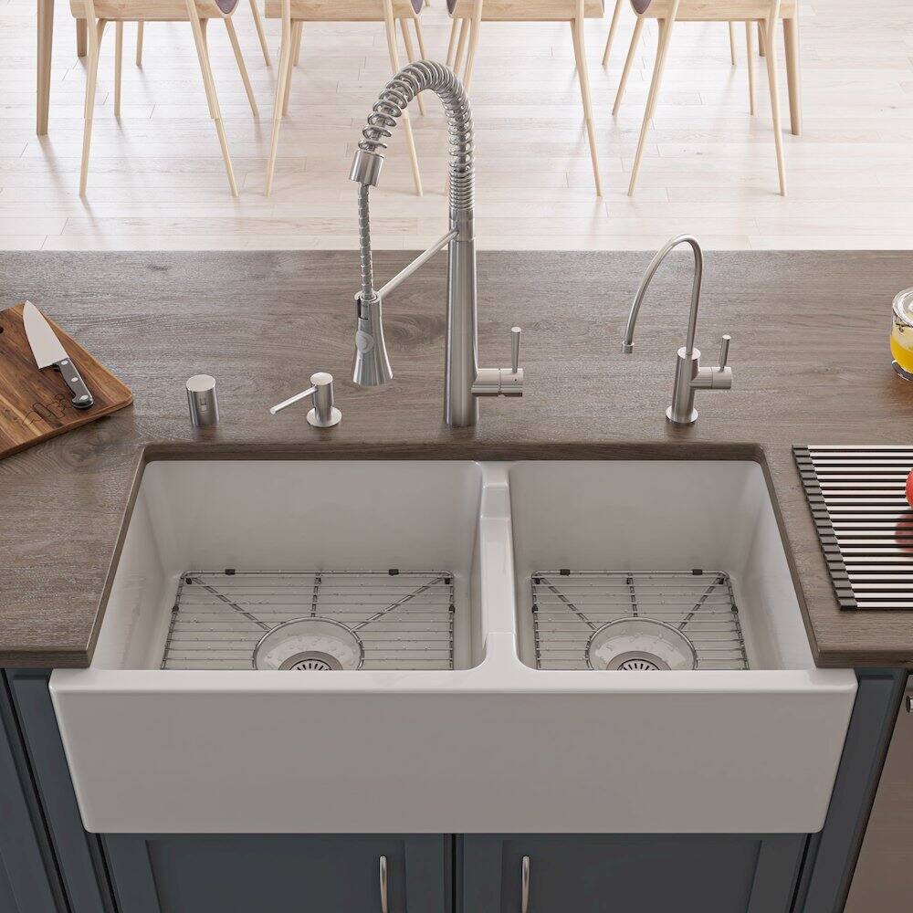 Back. Alfi - Stainless steel kitchen sink grid for large side of AB3618DB, AB3618ARCH - Gray.