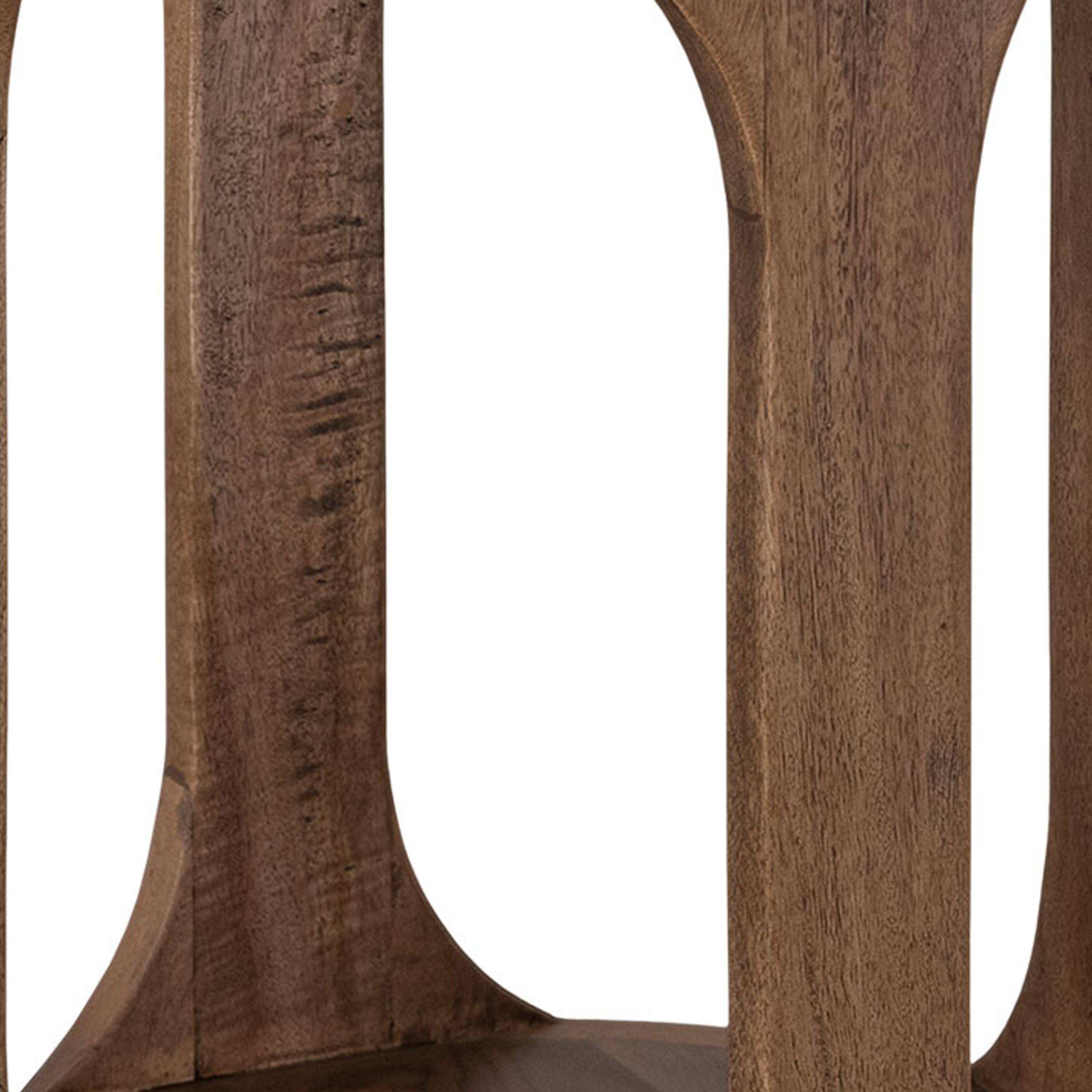 Manhattan Lane Eray Chairside Table, Shelf, Barrel Mango Wood, 18 Inch ...