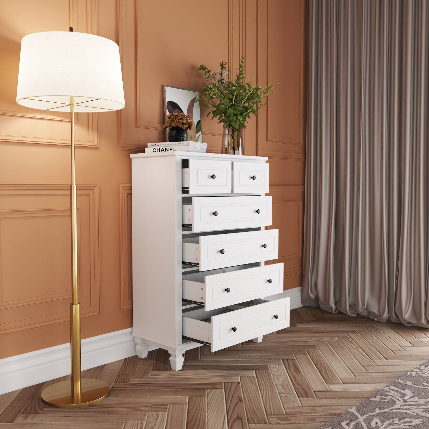 Alt View 1. FUFU&GAGA - FUFU&GAGA Vertical Dresser with Anti - Tip – Multi - Drawer Storage Solution - White.