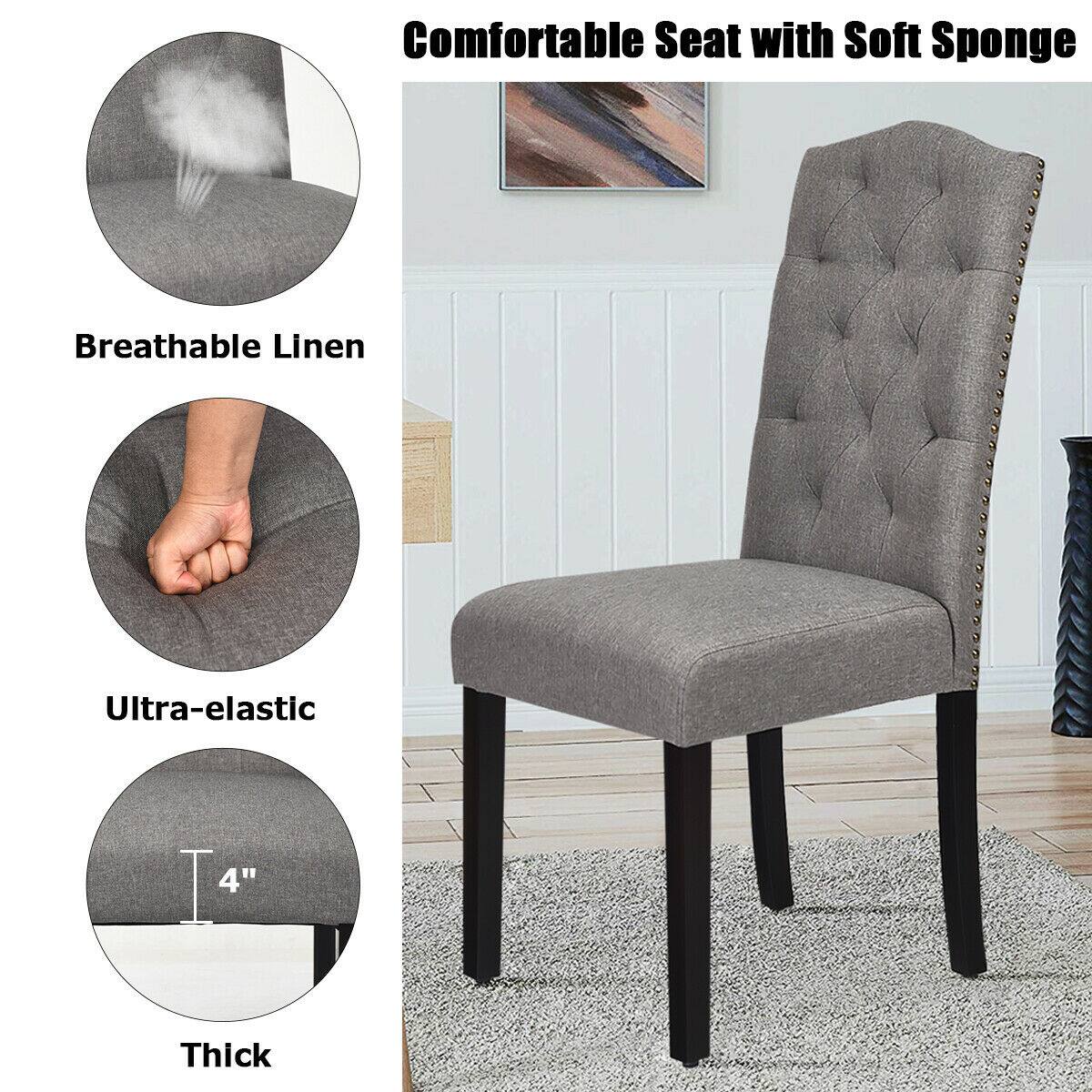 Comfortable Seat with Soft Sponge, Breathable Linen, Ultra-elastic, 4" Thick