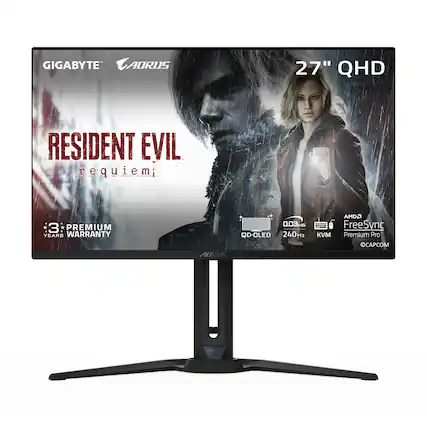 GIGABYTE AORUS 27" QHD RESIDENT EVIL requiem 3 PREMIUM YEARS WARRANTY 0.03Ms QD-OLED 240Hz AMD FreeSync KVM Premium Pro CAPCOM