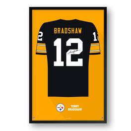 Sporticulture - Terry Bradshaw Pittsburgh Steelers Framed 27" x 39" Retired Jersey Art Print - Multicolor