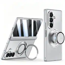 Dteck - Privacy Case for Samsung Galaxy Z Fold8 Ultra with Kickstand & PET Screen Film,Matte PC Shockproof Full Hinge Cover - Gray