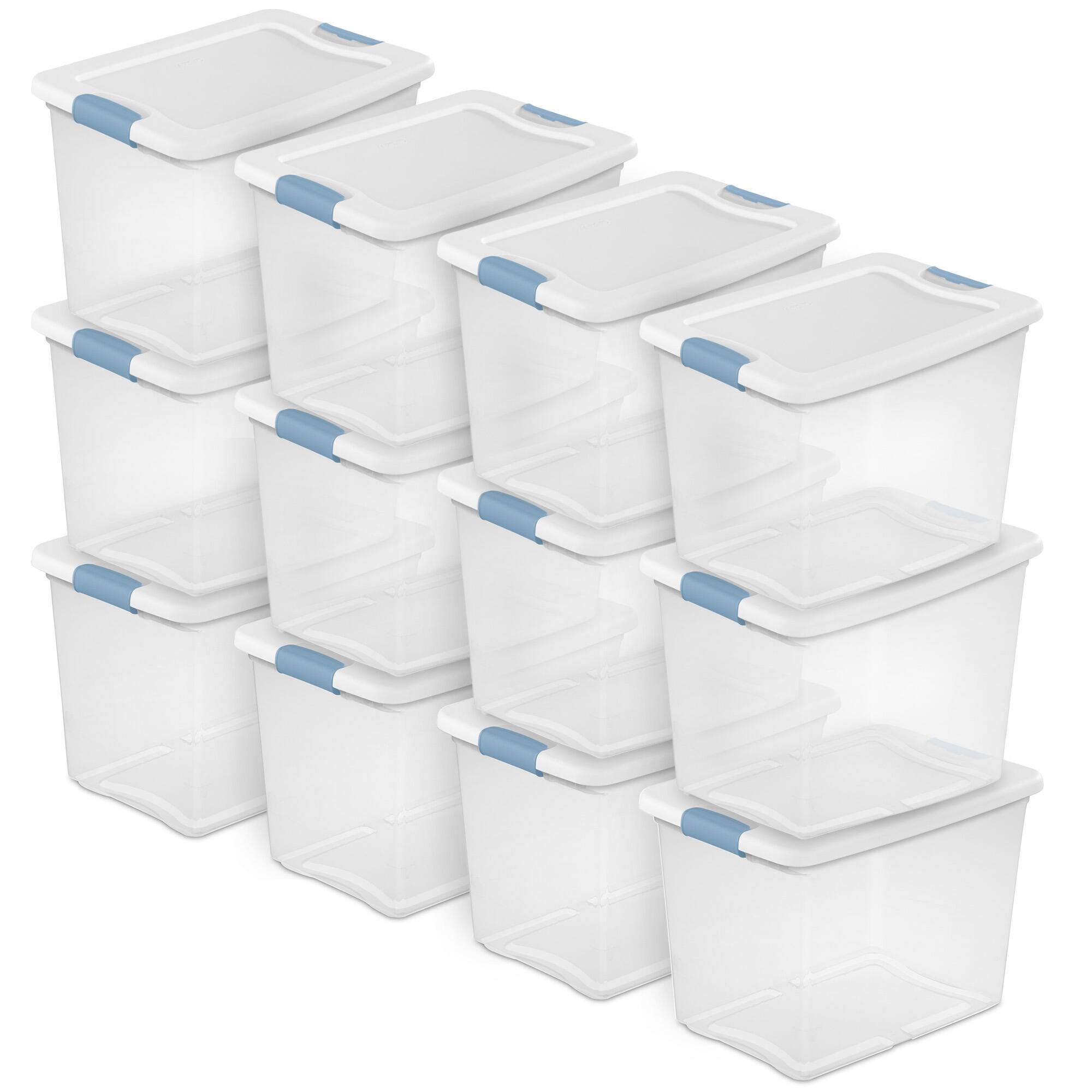 Front. Sterilite - Sterilite 25 Quart Latching Storage Box, Stackable Bin with Latch Lid, 12 Pack - Clear.