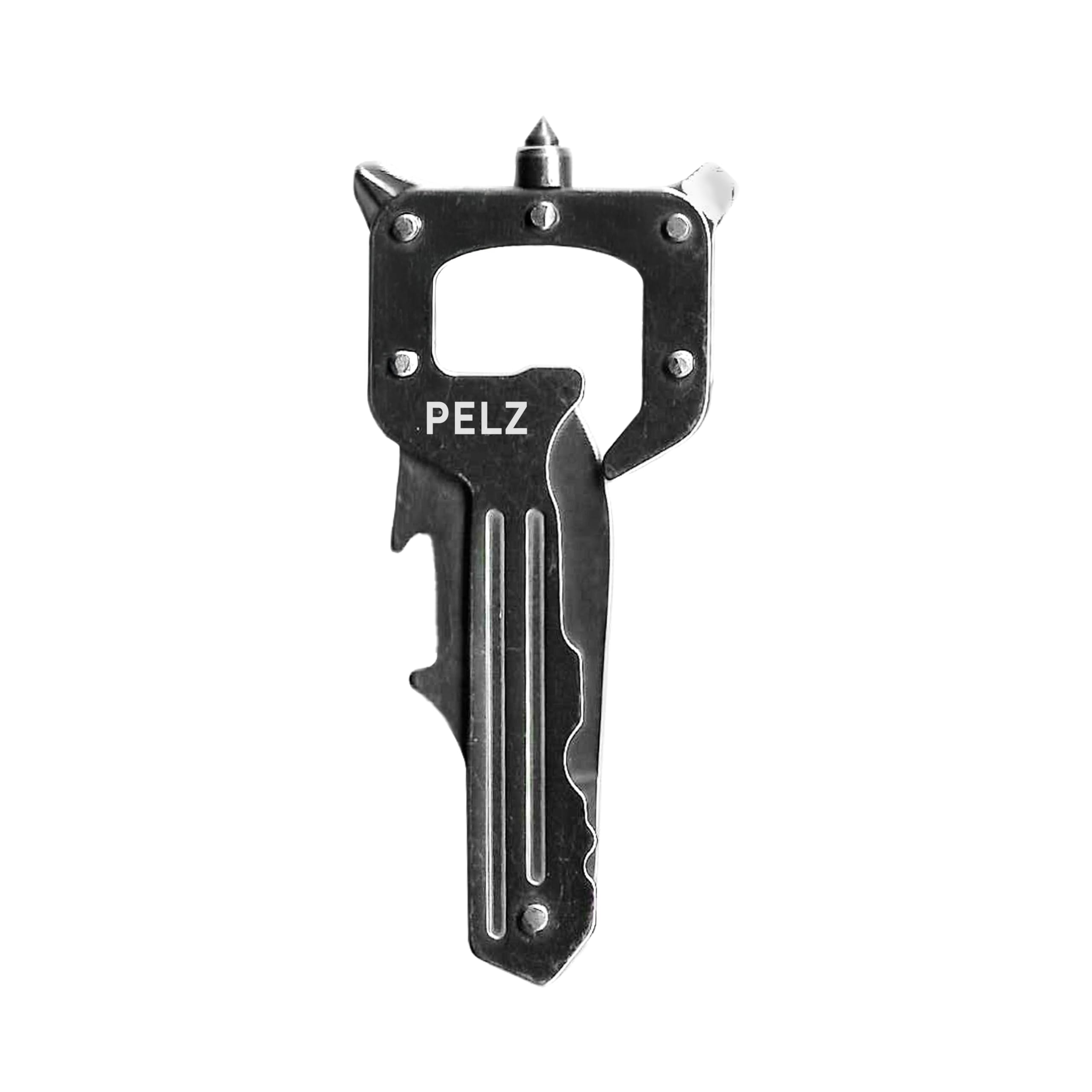 Front. Pelz - PELZ Mini Pocket Tool SILVER– Compact Stainless Steel Keychain Multi-Tool for Men with Bottle Opener, Durable EDC Gadget.