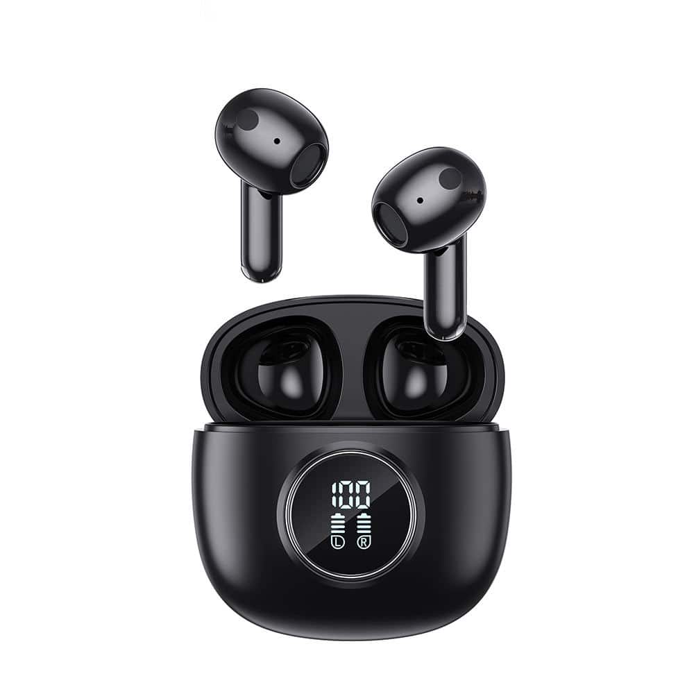 Front. PRIMEPLUS - TWS E40 Noise Cancelling Earbuds, Bluetooth 5.3 Wireless Headphones with 4-Mic Clear Call, 28H Playtime HiFi Bass - Black.