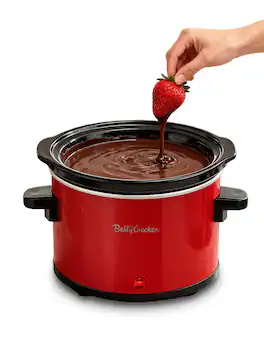 Betty Crocker - 0.7-Quart Mini Slow Cooker, Electric Simmer Pot for Fondue with Removable Stoneware Crock, Cool Touch Handles, BC-2555R - Red