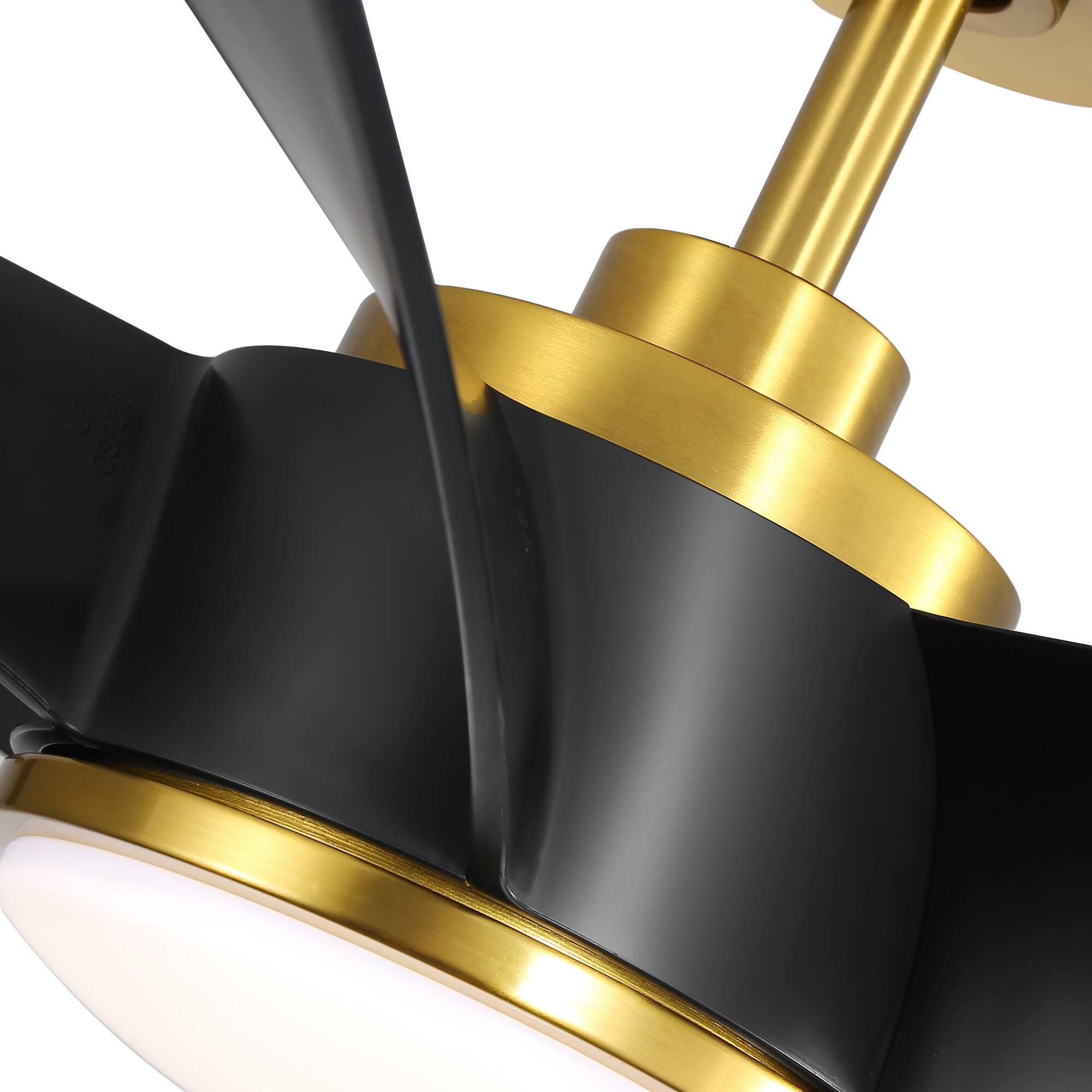 Alt View 8. Breezary - 65" Large Indoor Ceiling Fan with Remote Control, 6 ABS Blades, 6-Speed DC Motor, 7"/12" Downrods, Light/No Light Option - Gold and Black (With Light).