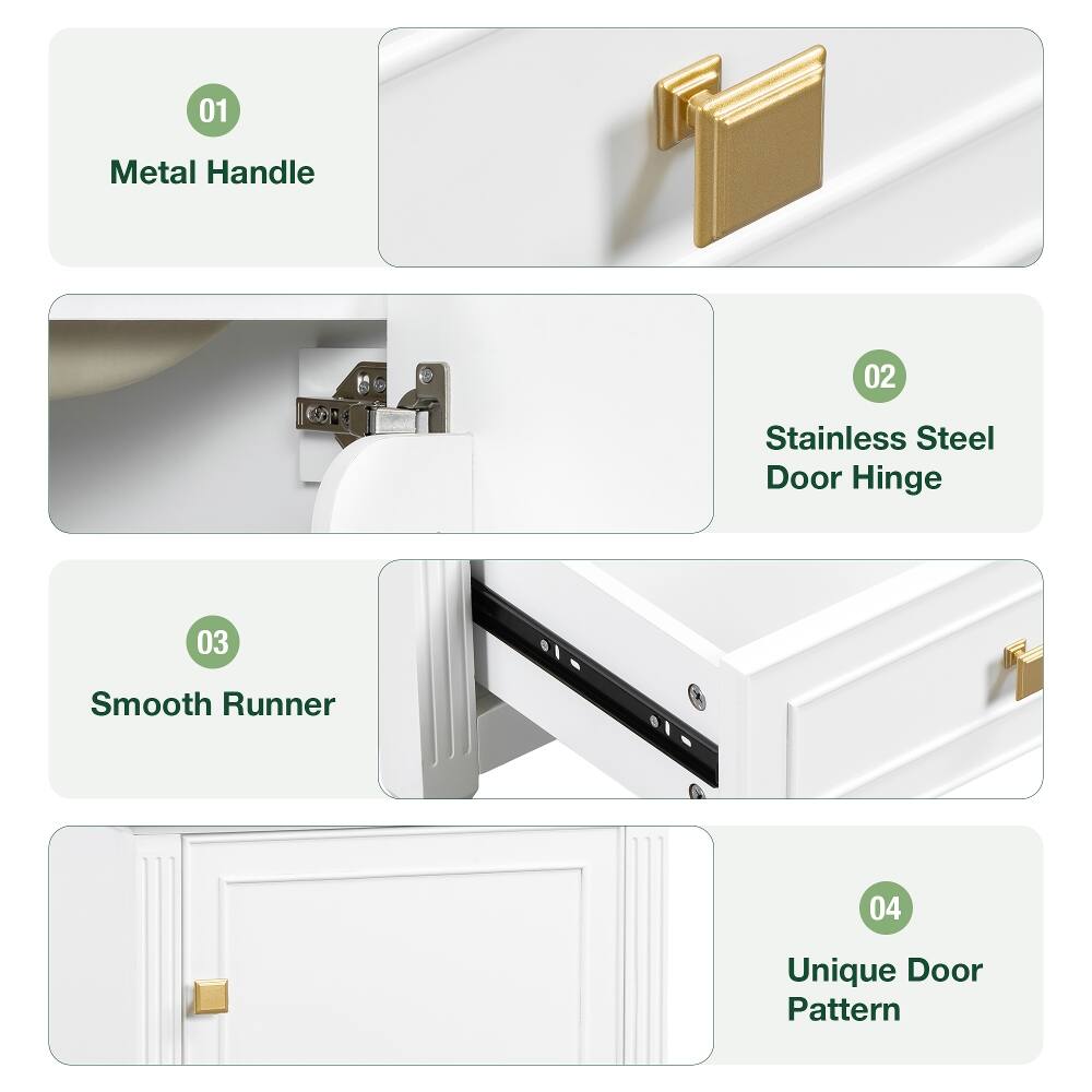 01
Metal Handle

02
Stainless Steel Door Hinge

03
Smooth Runner

04
Unique Door Pattern