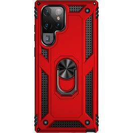 SaharaCase - Military Kickstand Series Case for Samsung Galaxy S22 Ultra - Red