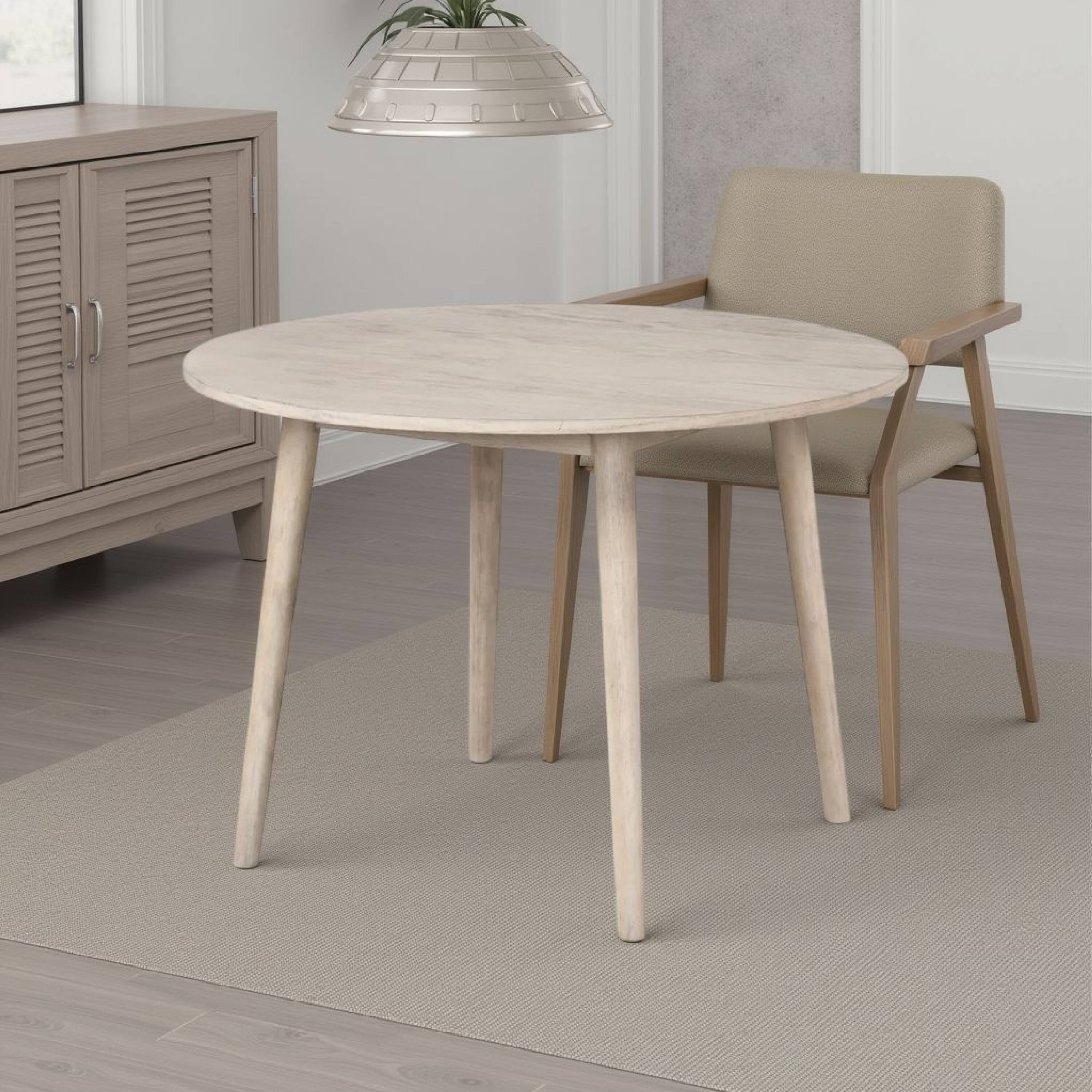 Alt View 5. Manhattan Lane - Yely Round Dining Table, Shaker-Style Legs, Natural Oak Rubberwood, 42 Inch - Natural Oak Brown.