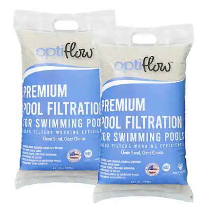 OptiFlow Premium Pool Filtration for Swimming Pools
Helps Filters Working Efficiently
Clean Sand, Clear Choice.
Natural Sand, Washed, Dried & Screened
Pure Silica Sand
Angular Shape, Provides Maximum Trapment of Solids
Perfect for Above or Inground Pools, Commercial or Residential
Net wt. 50lbs
NSF
Gulf Coast