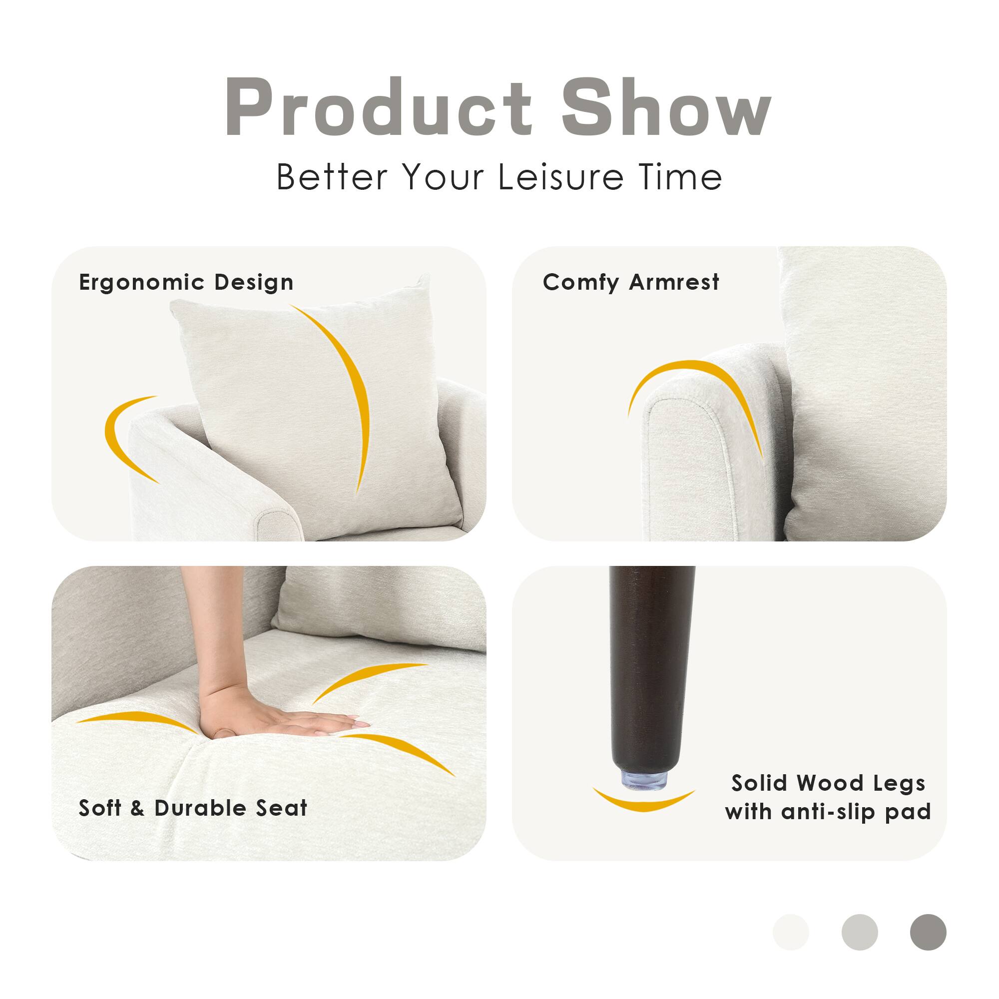 Product Show  
Better Your Leisure Time  

Ergonomic Design  
Comfy Armrest  
Soft & Durable Seat  
Solid Wood Legs with anti-slip pad