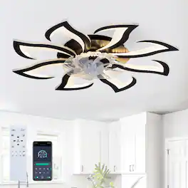 LUCKY ONE - 32" Low Profile Ceiling Fan with Light Remote 8 Blades DC Motor - Matte Black
