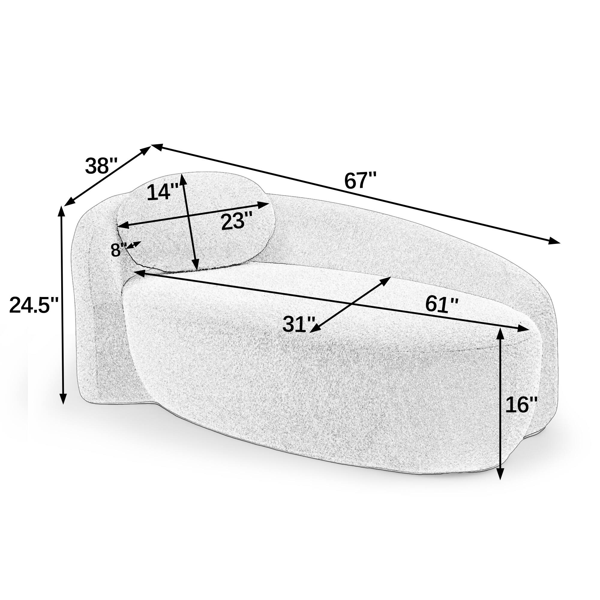 38" 14" 8" 23" 24.5" 31" 67" 61" 16"