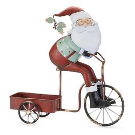 BreeBe - Whimsical Santa Riding Bike - Red, White, Green