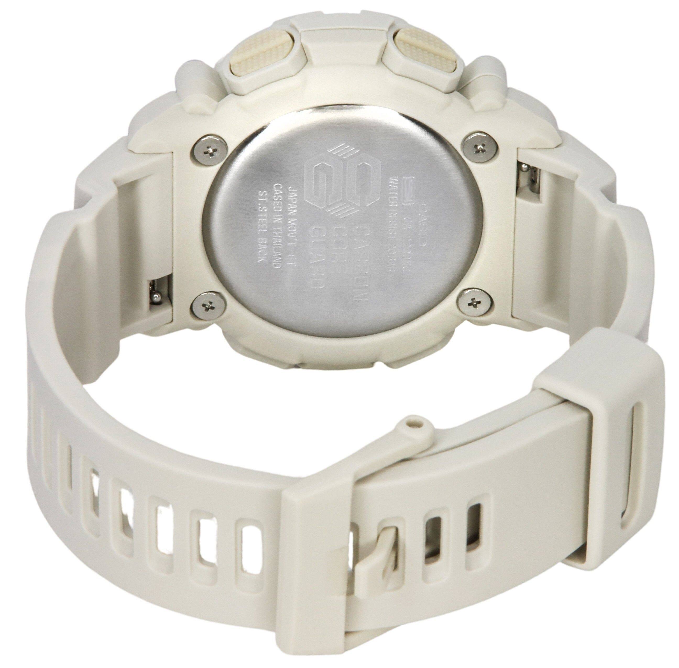 Sure, here is the corrected and grouped text from the image:

- CASIO
- GL-100
- WATER 200M RESIST
- JAPAN MOV'T
- STAINLESS STEEL BACK
- CARBON
- MADE IN THAILAND