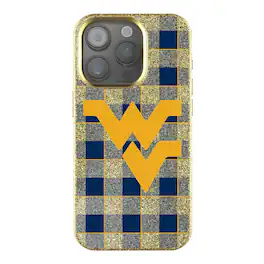 Keyscaper - NCAA - West Virginia Mountaineers Plaid Bling iPhone Case - 14 - Gold