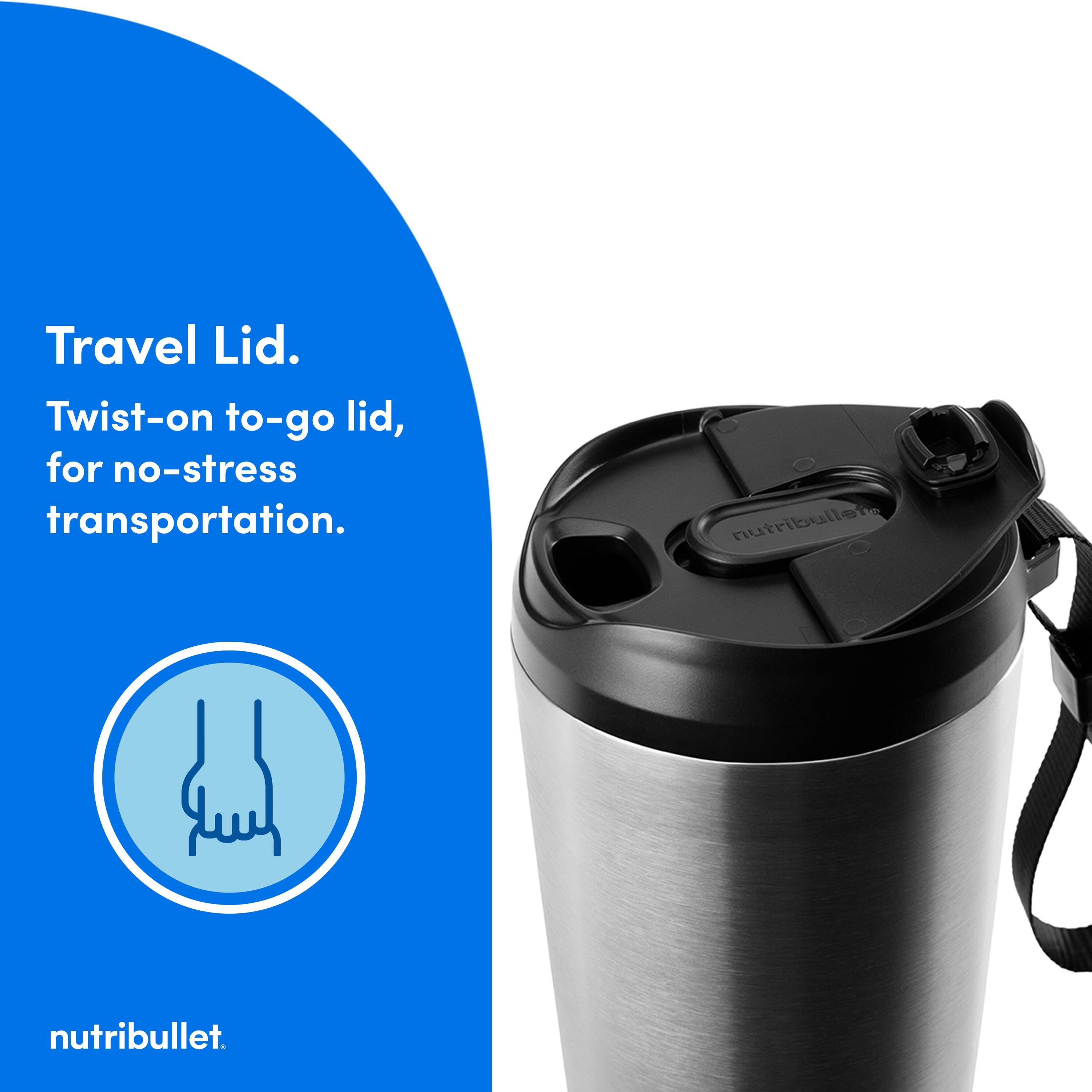 Travel Lid. Twist-on to-go lid, for no-stress transportation. NutriBullet.