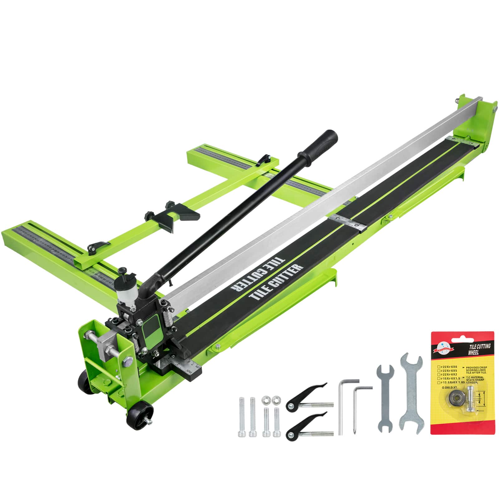 VEVOR - Tile Cutter 47 Inch, Manual Tile Cutter All-Steel Frame,Tile Cutting Machine with Laser Guide and Bonus Spare Cutter - Green