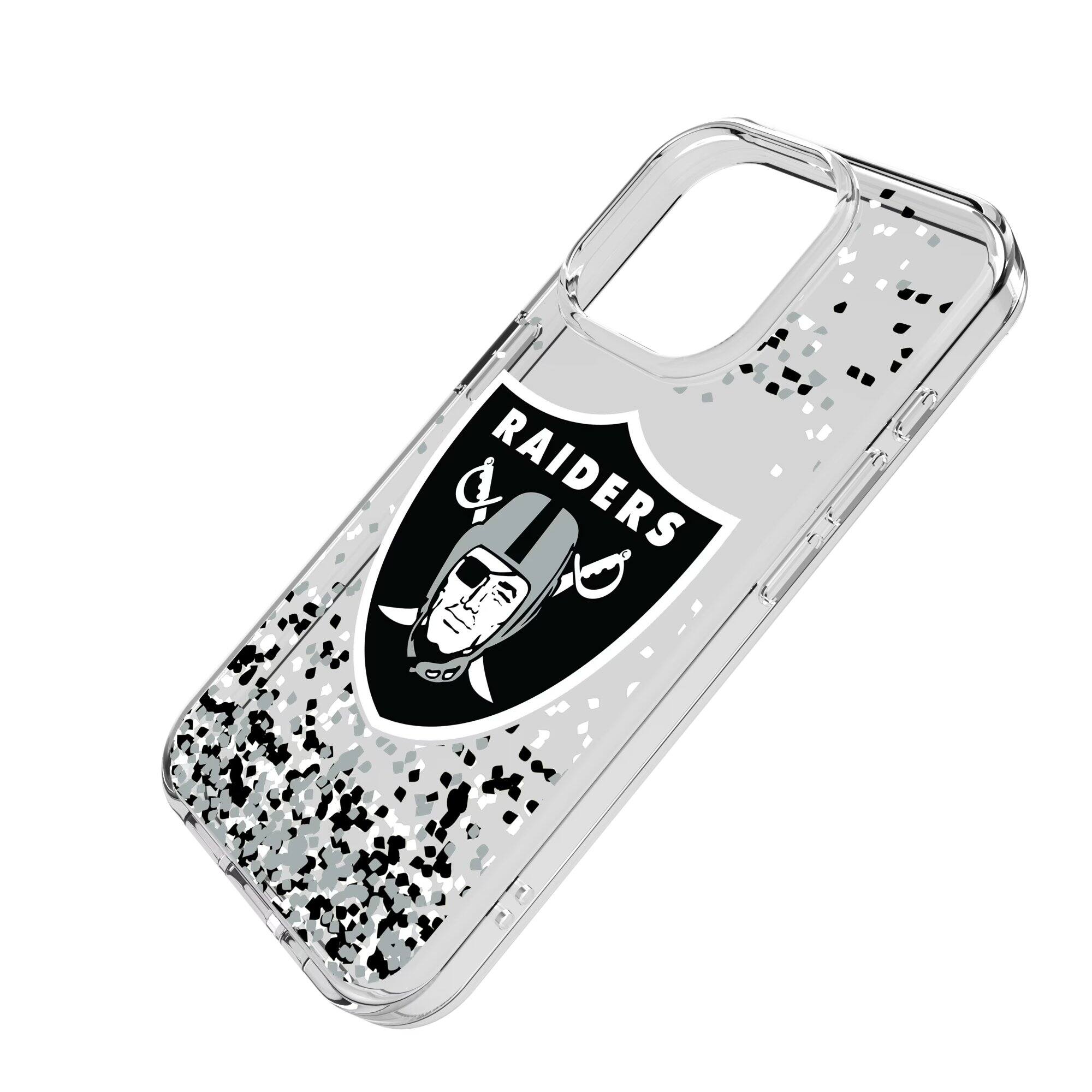 Alt View 1. Keyscaper - Las Vegas Raiders iPhone Clear Case with Confetti Design - 15 - Multicolor.