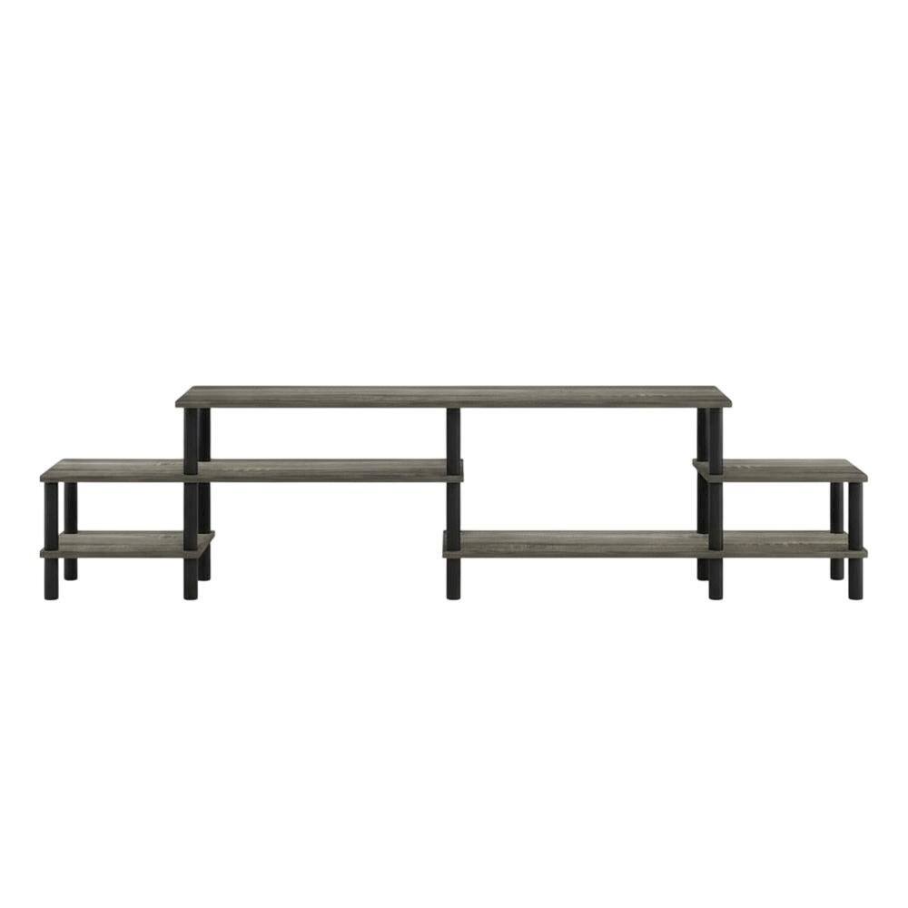 Alt View 3. FurniFact - Wooden TV stand for 80 inch TVs with modern design and sturdy build - Gray Black.