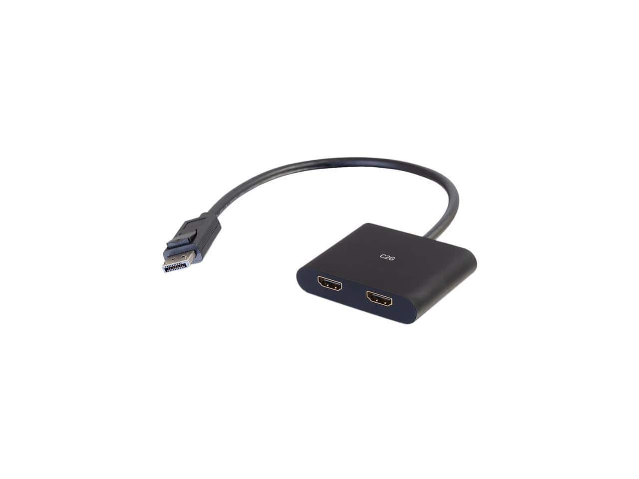Cables to Go - C2G 54293 DisplayPort to HDMI Monitor Splitter - 2 Port 4K HDMI MST Hub USB Powered - Black