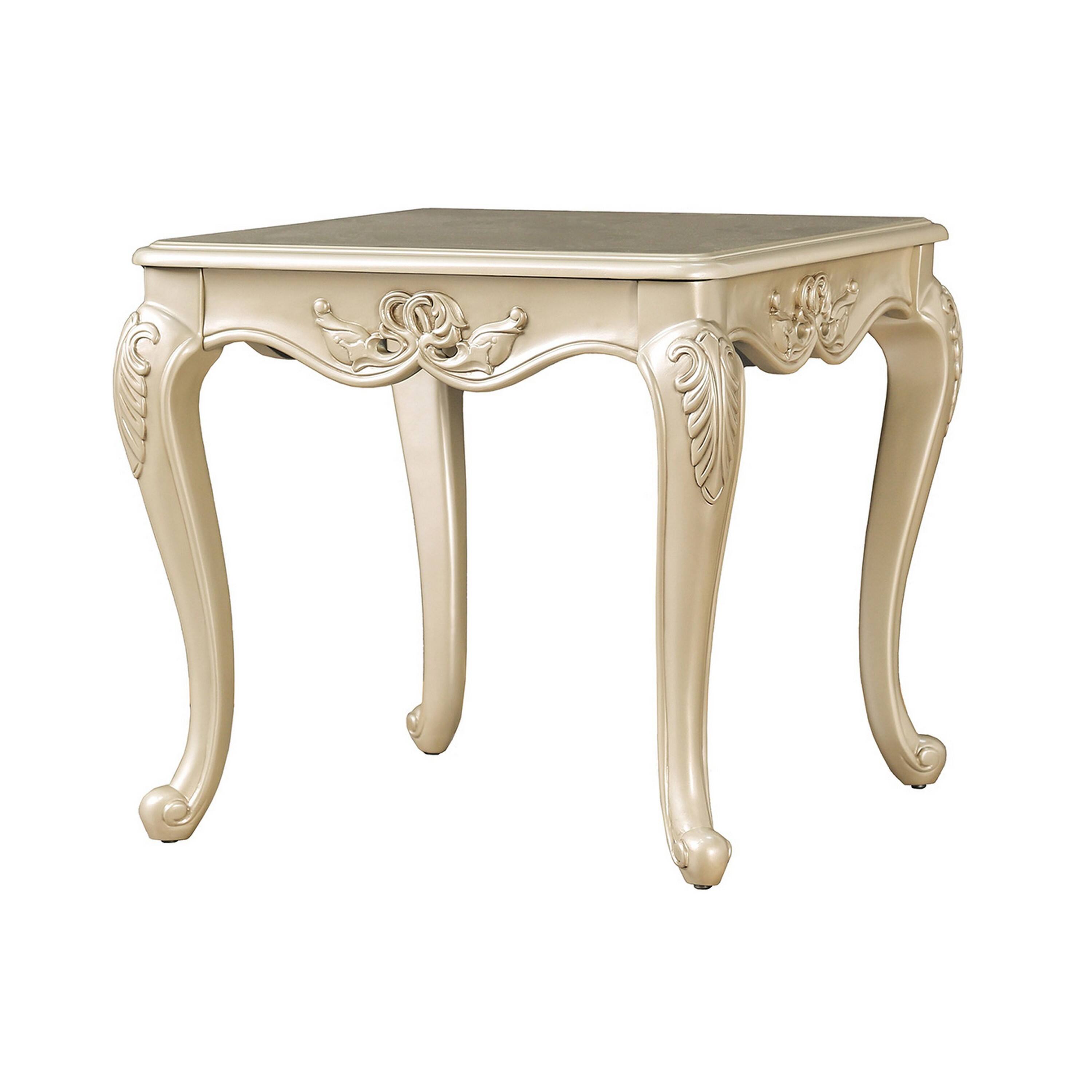Alt View 1. Manhattan Lane - Roche Side End Table, 29 Inch, Classic Cabriole Legs, Champagne Gold Wood - Champagne Gold.
