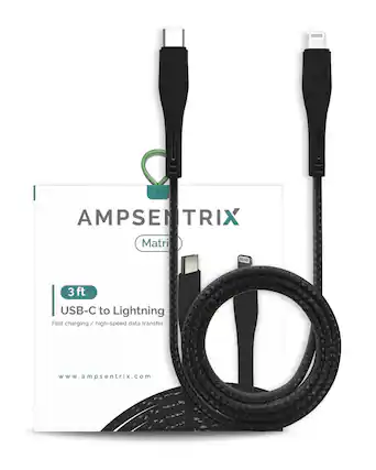 X AMPSENTRIX
Matri
3 ft USB-C to Lightning
Fast charging / high-speed data transfer
www.ampsenrix.com