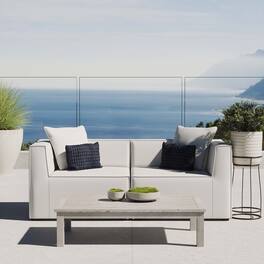 Saybrook 2-Piece Outdoor Patio Upholstered Sectional Sofa Loveseat by Modway - White
