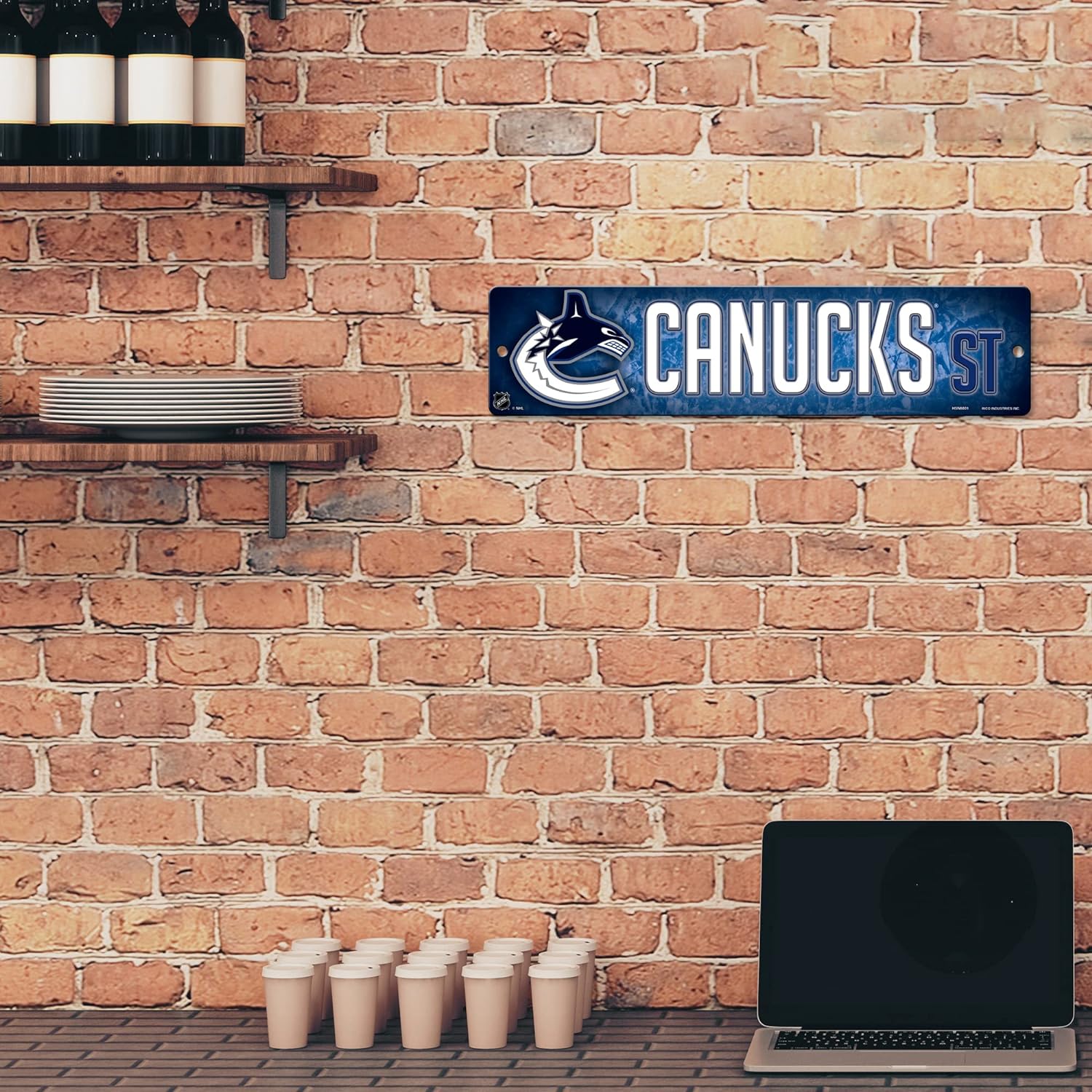 Alt View 2. Rico Industries - Vancouver Canucks NHL Hockey 16" Street Sign Fan Wall Decor - Multi.